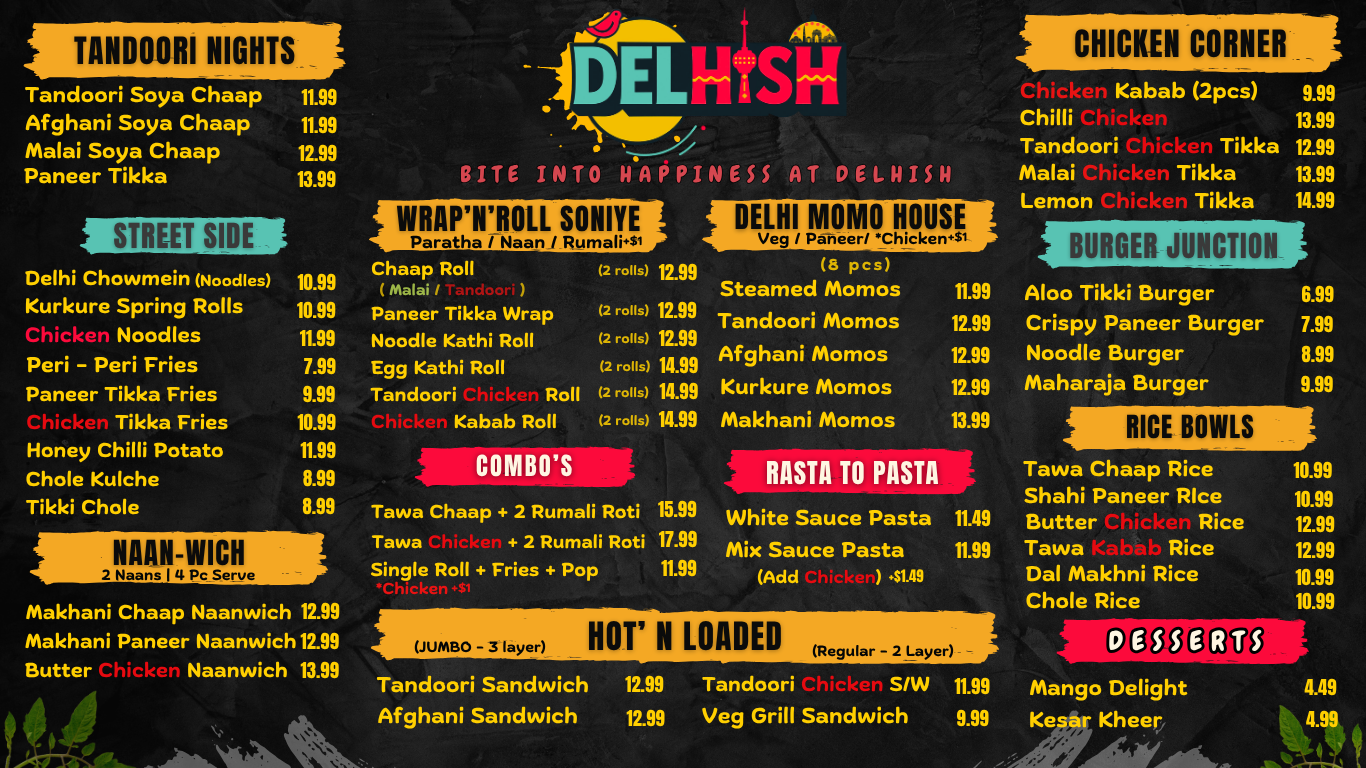 DELHISH food menu