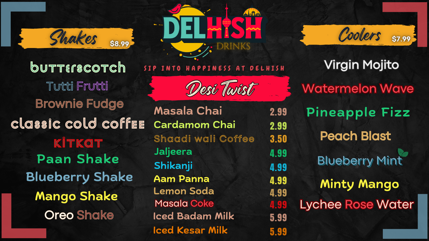 DELHISH drinks menu