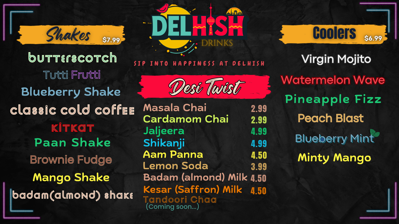 DELHISH drinks menu