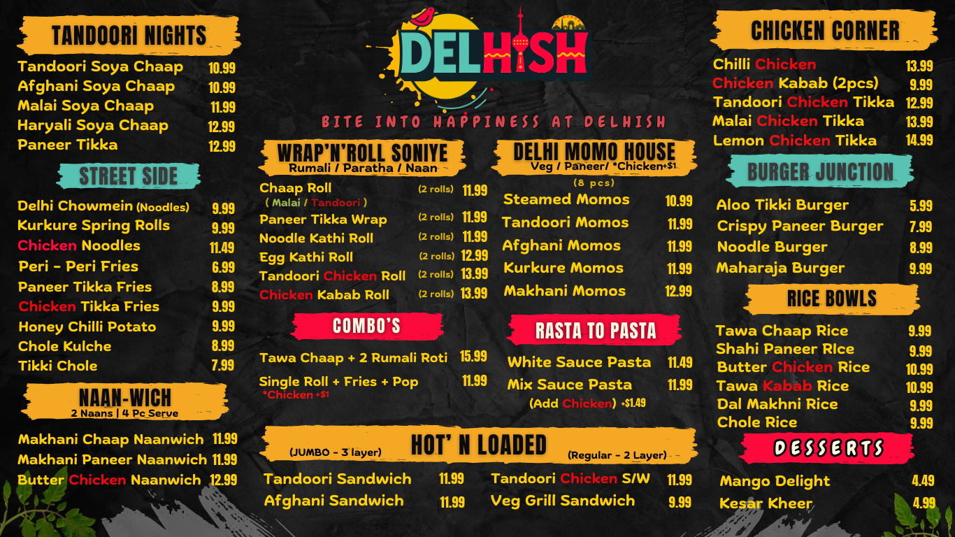 DELHISH food menu